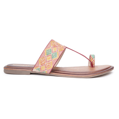 stelway flat chappal with ethnic colorblock pattern 
