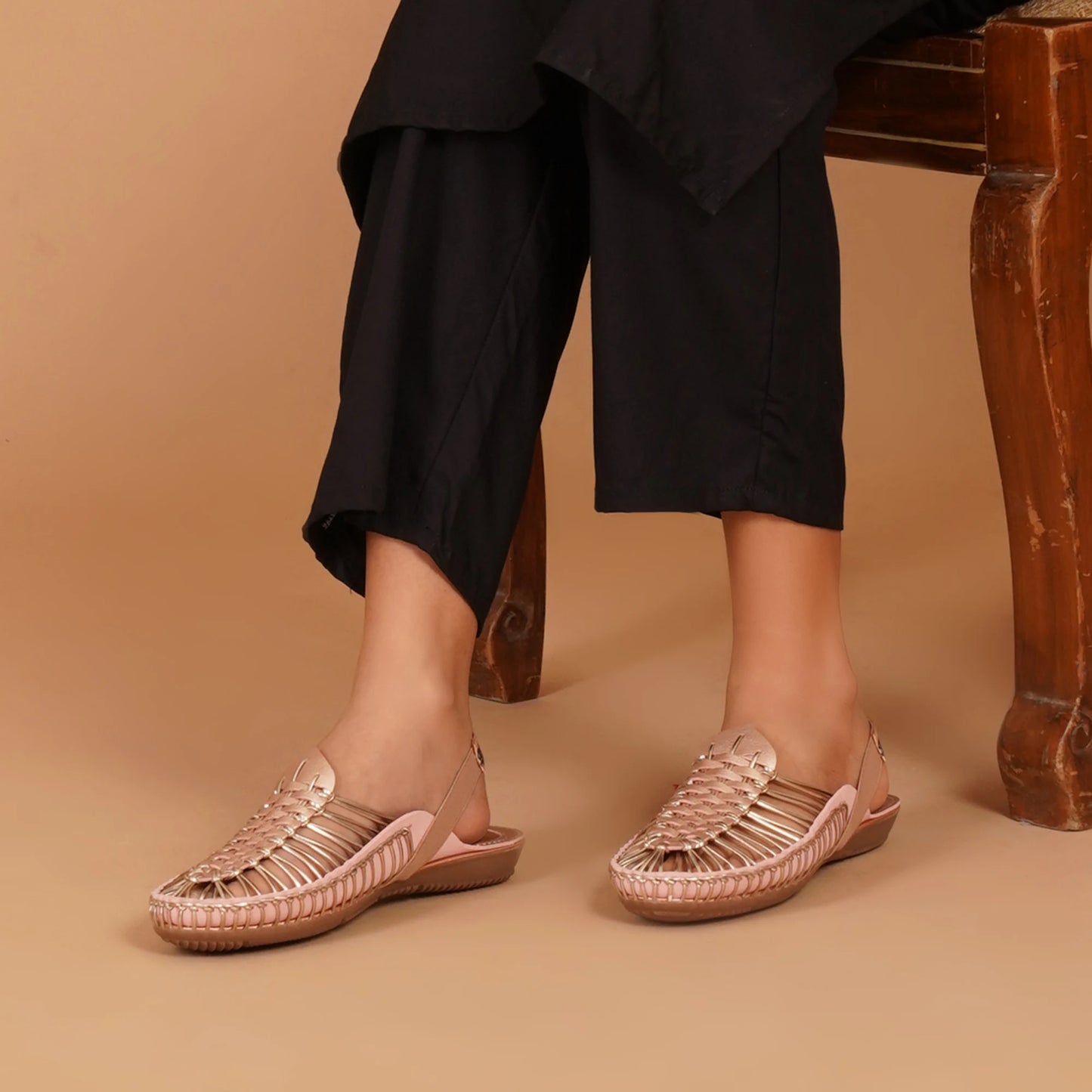 Metallic Rose Gold Handcrafted Clogs