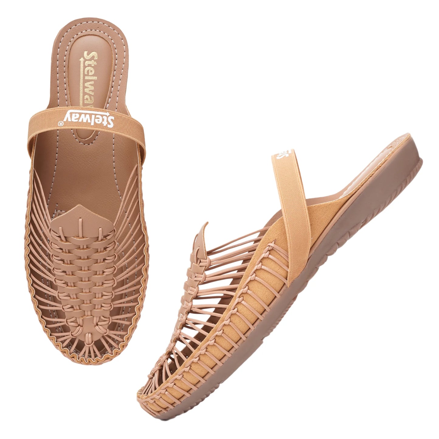 Beige Handcrafted Flat Sandal Clogs