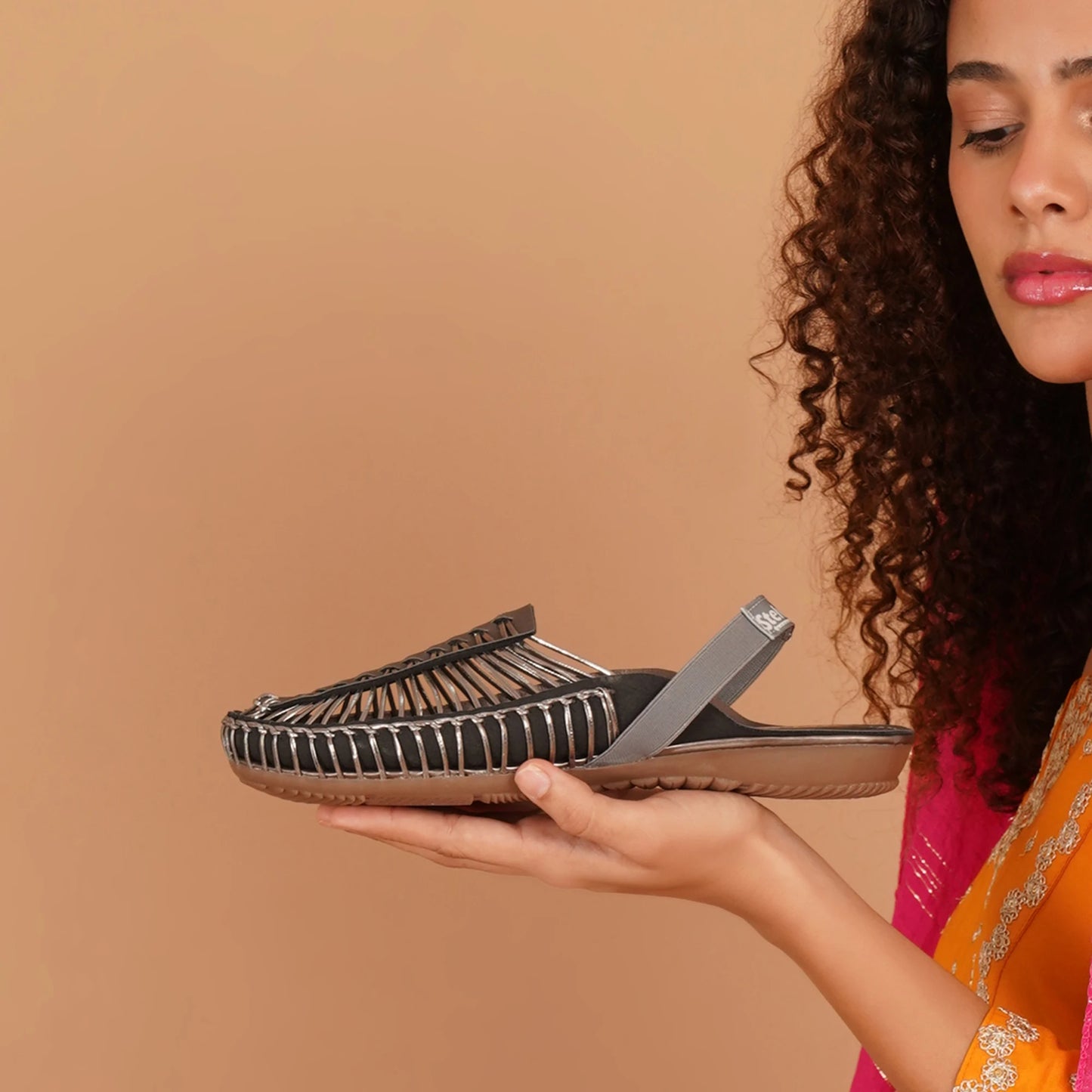 Metallic Gray Handcrafted Clogs