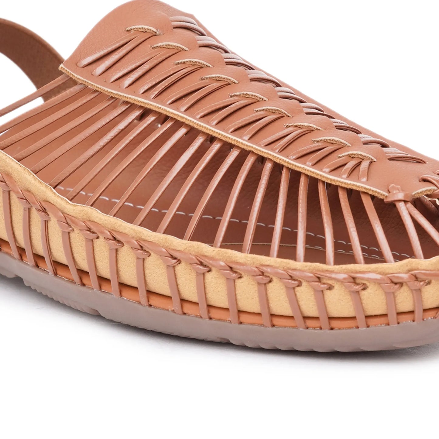 Tan Handcrafted Flat Sandal Clogs