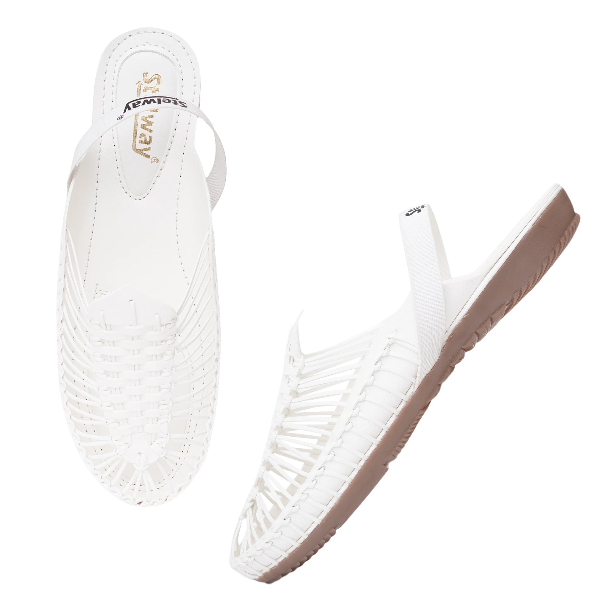 White Handcrafted Flat Sandal Clogs