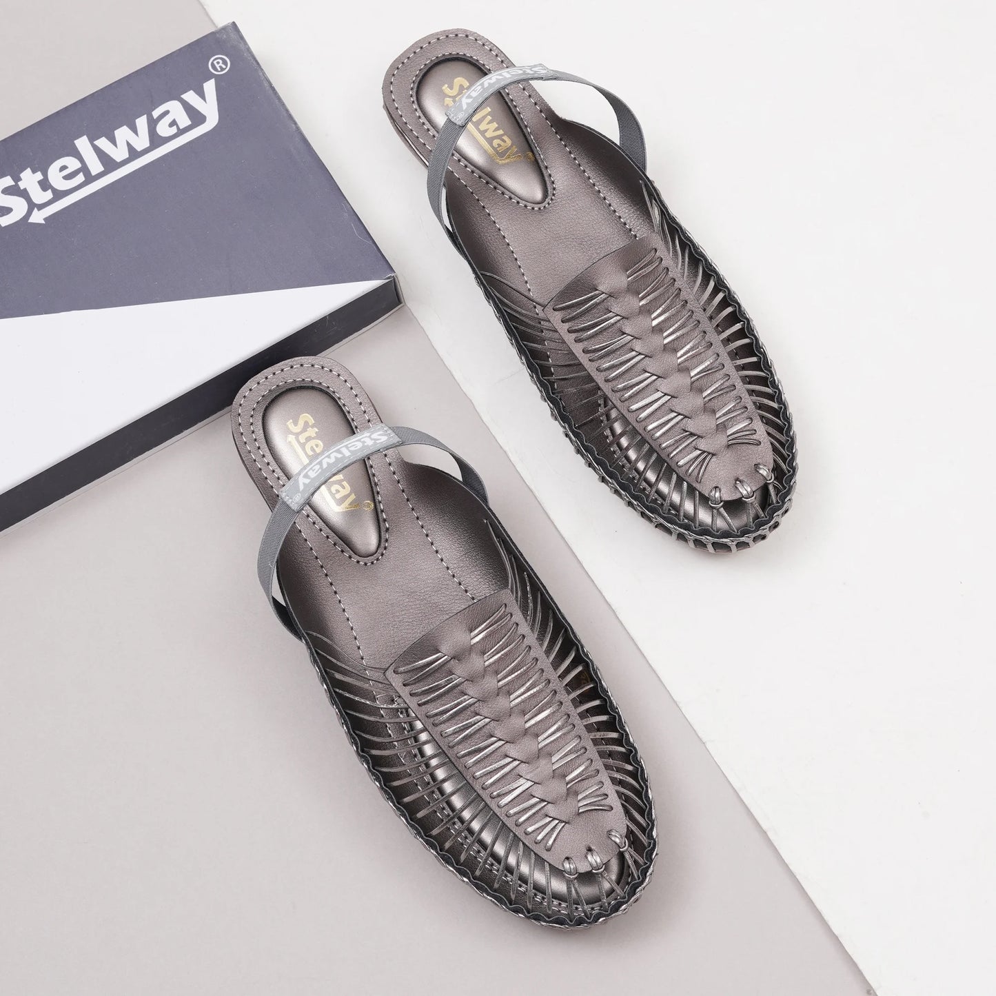 Metallic Gray Handcrafted Clogs