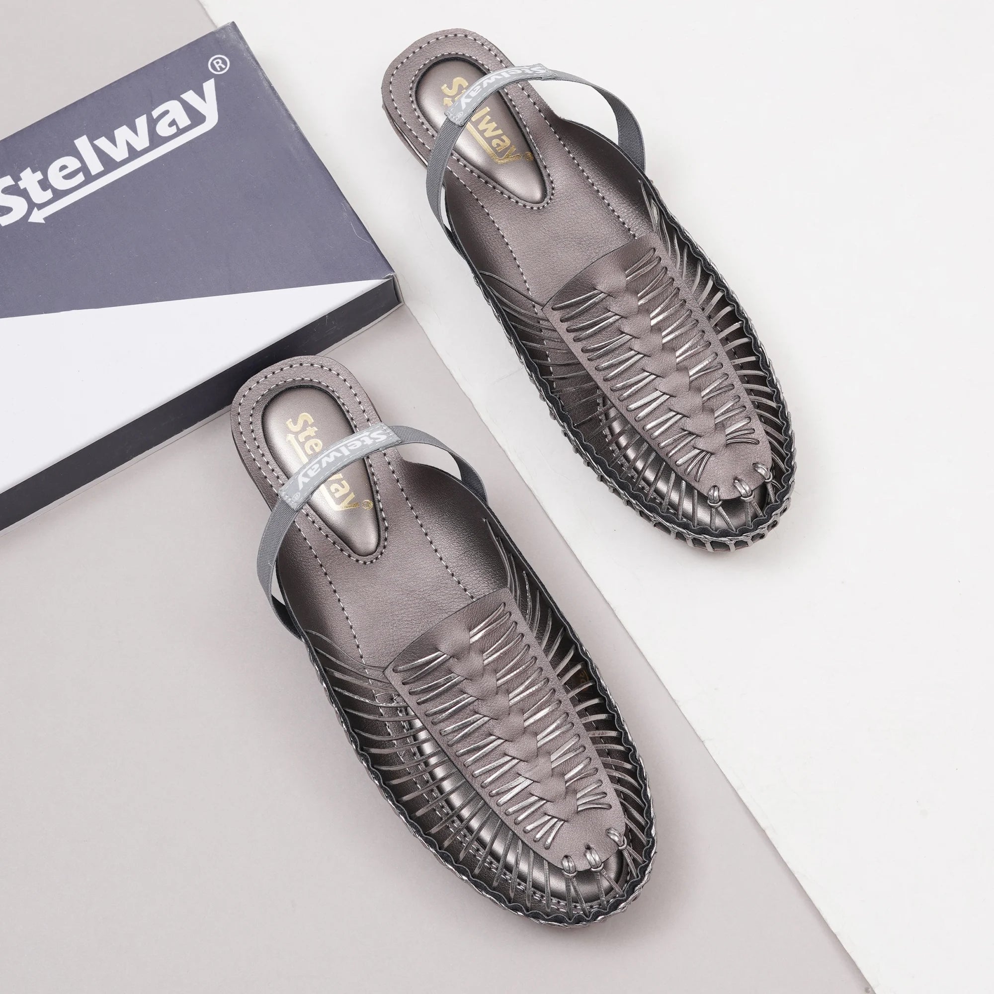 Metallic Gray Handcrafted Clogs