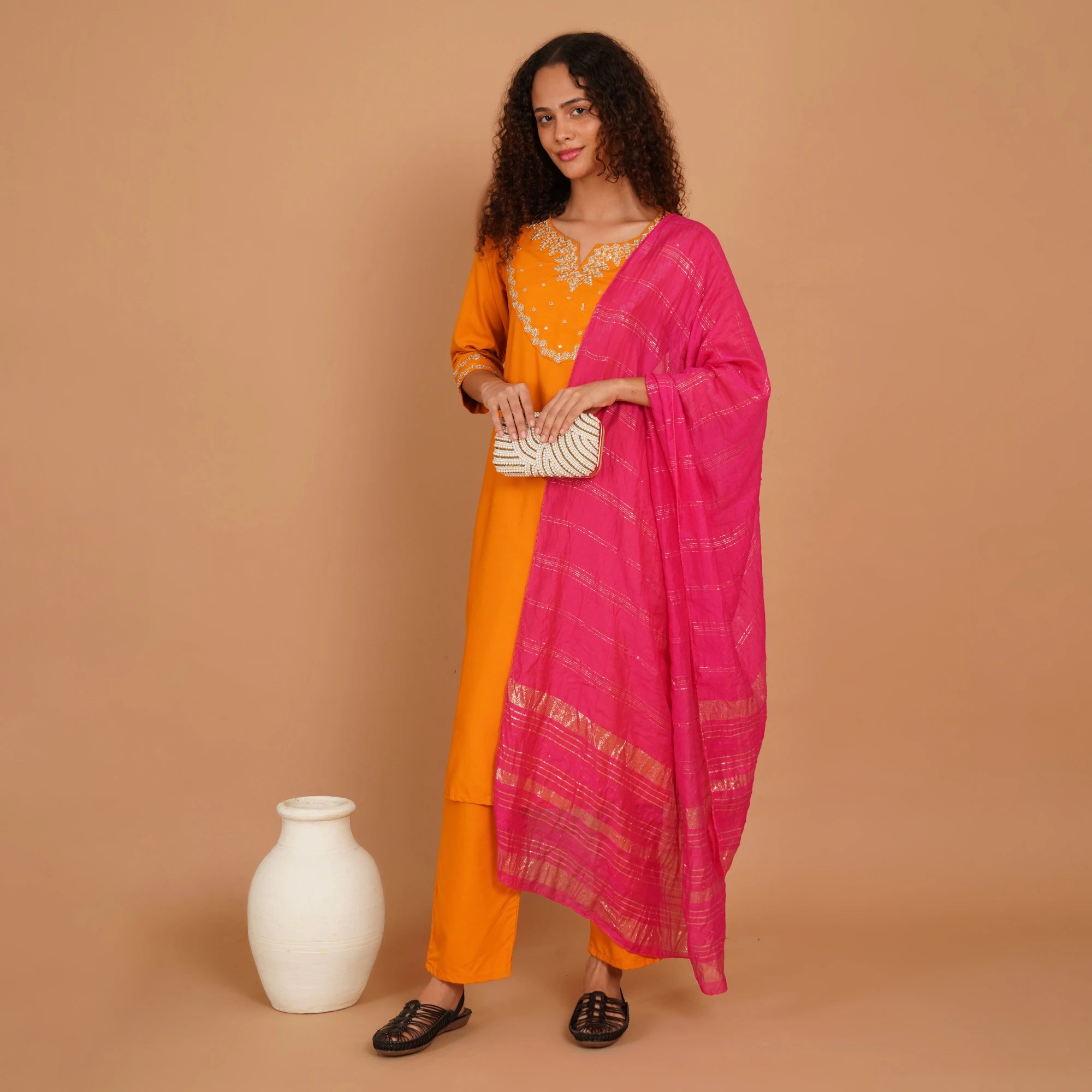 Black Handcrafted Flat Sandal Clogs