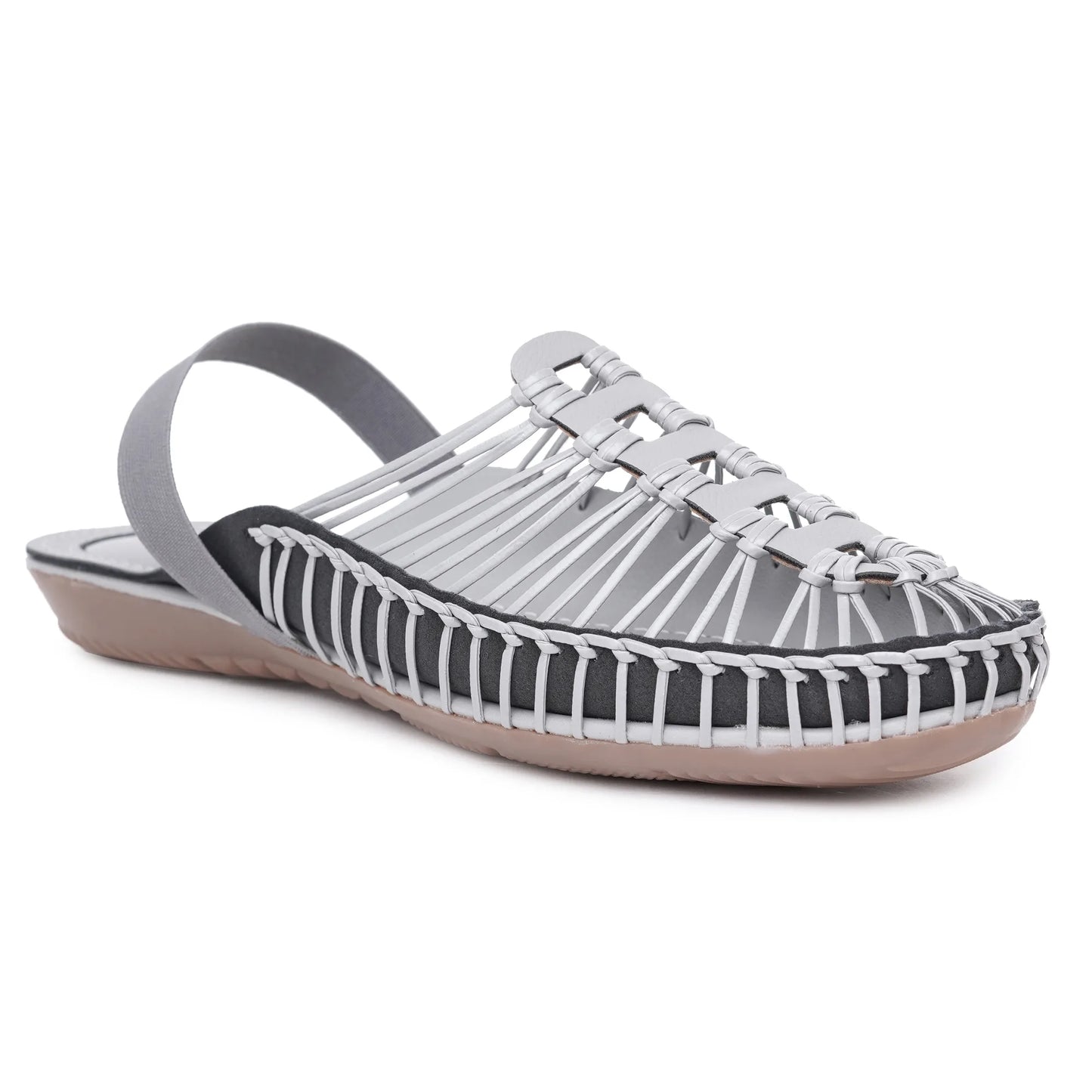 Gray Handcrafted Flat Sandal Clogs