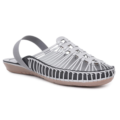 Gray Handcrafted Flat Sandal Clogs