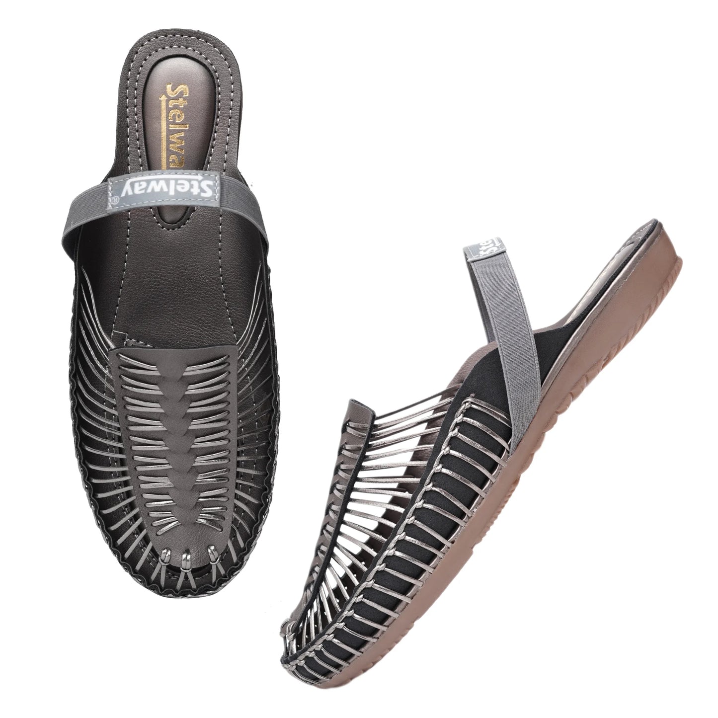 Metallic Gray Handcrafted Clogs