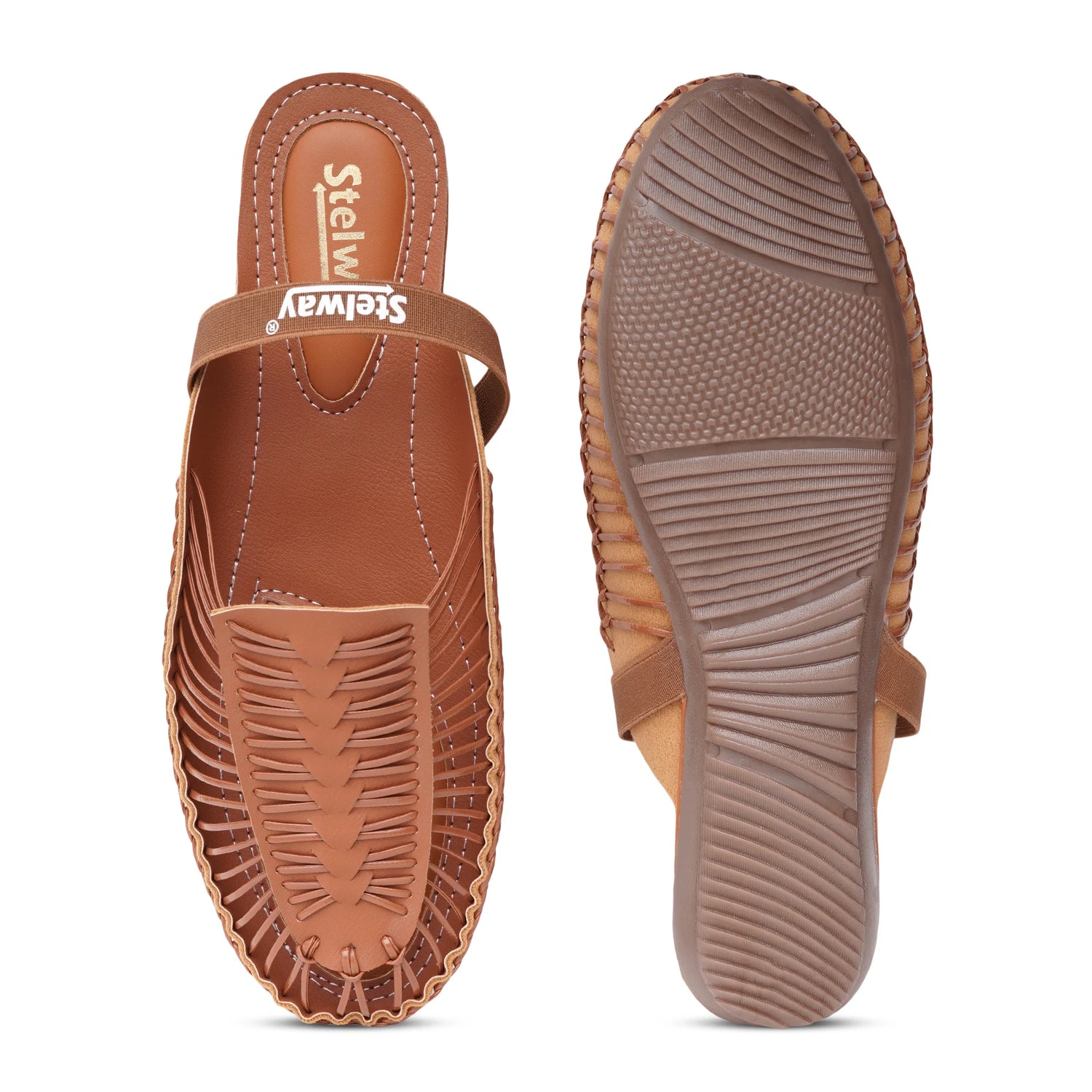 Tan Handcrafted Flat Sandal Clogs