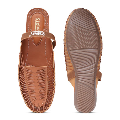 Tan Handcrafted Flat Sandal Clogs