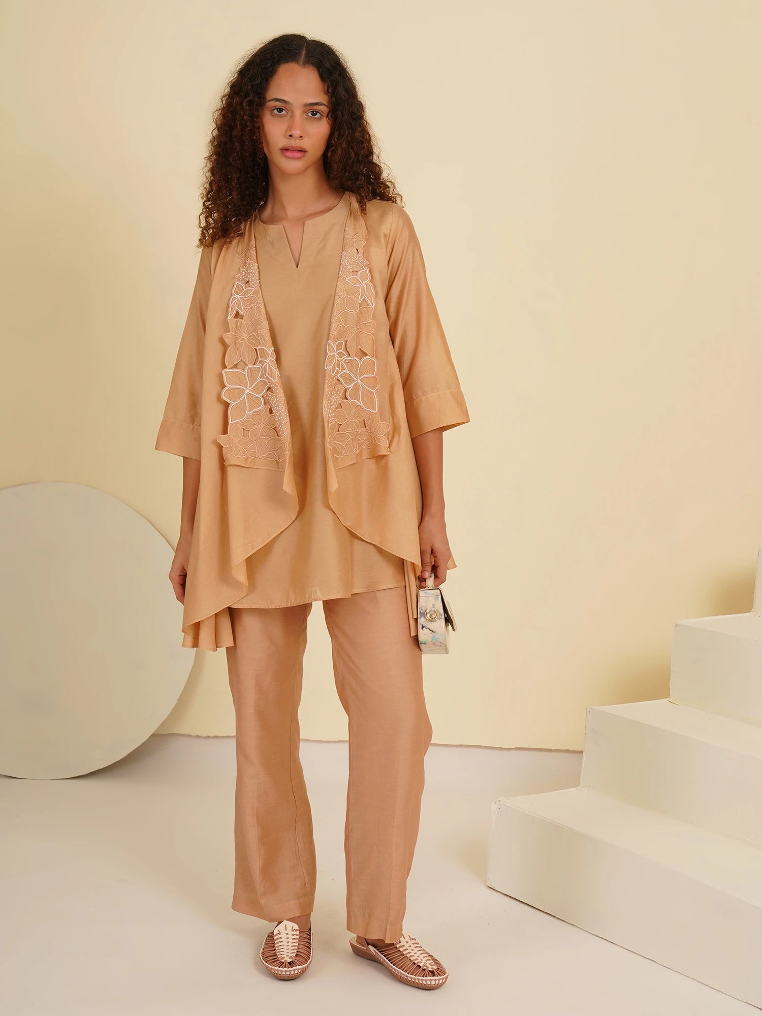 Peach-Cream Handcrafted Clogs