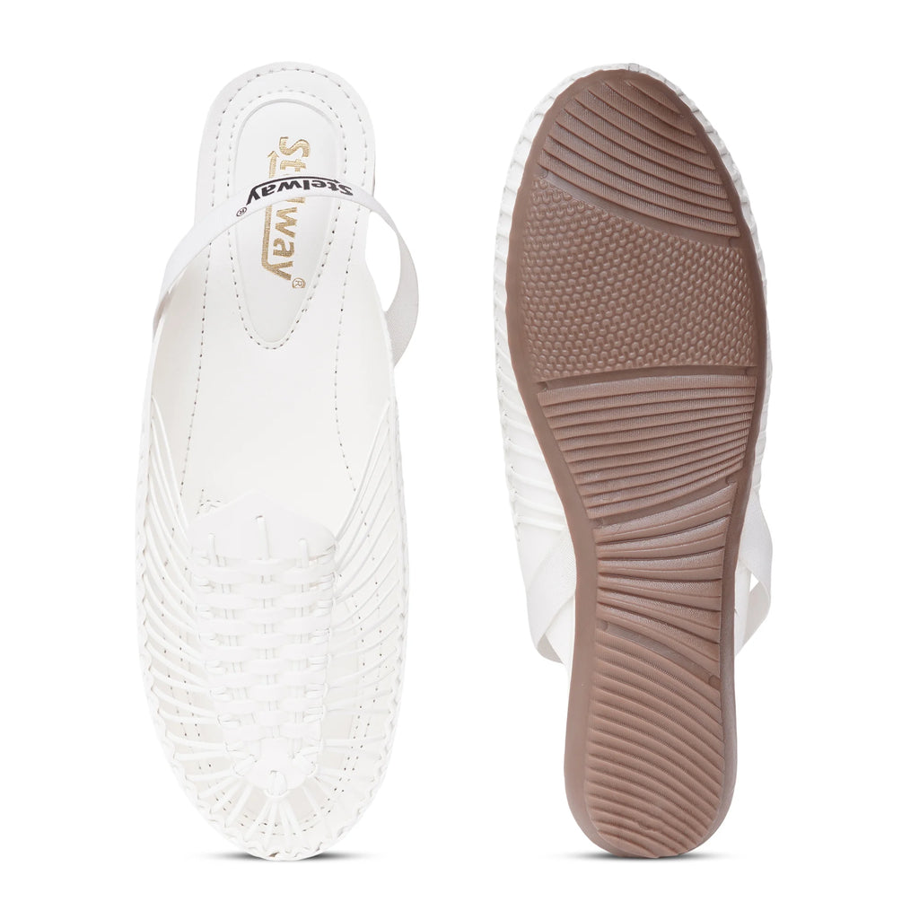 White Handcrafted Flat Sandal Clogs