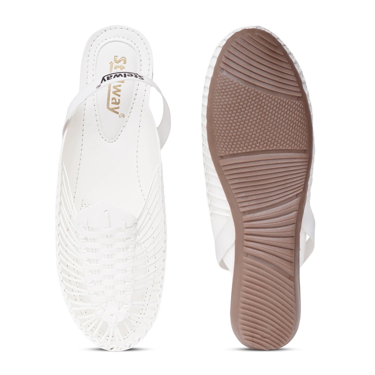 White Handcrafted Flat Sandal Clogs