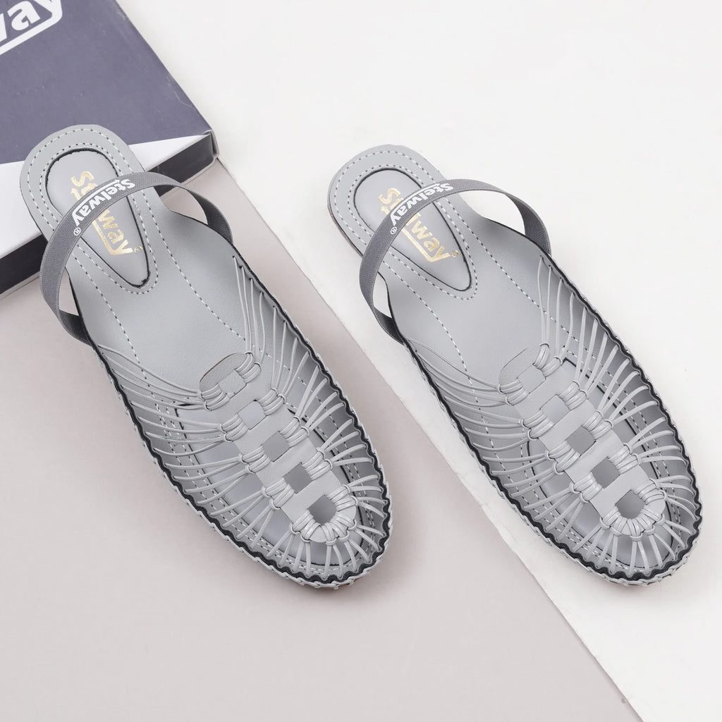 Gray Handcrafted Flat Sandal Clogs
