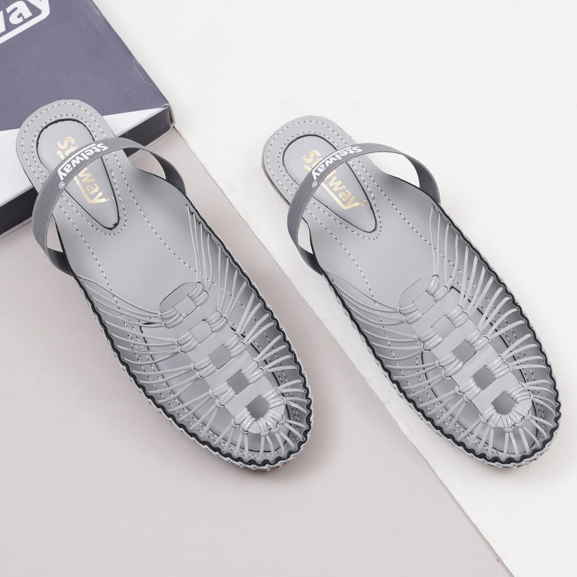 Gray Handcrafted Flat Sandal Clogs