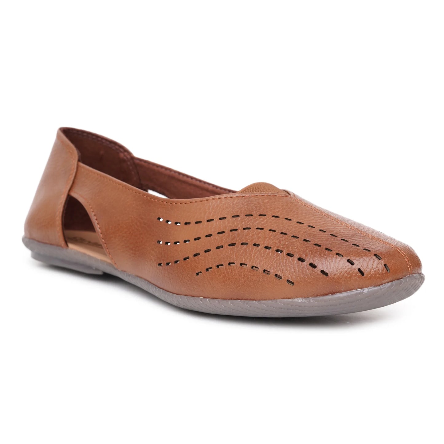 Stelway Tan Lasercut Ballet Flats