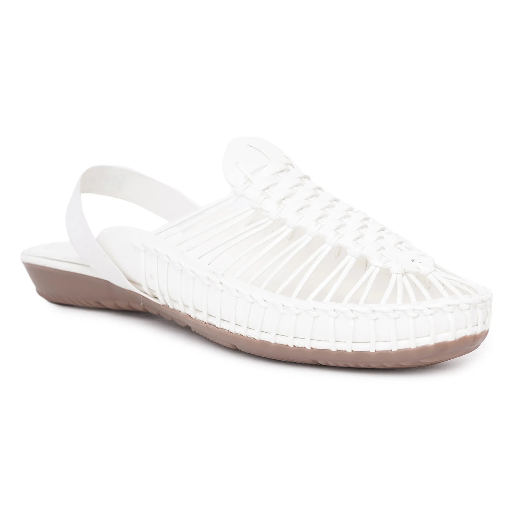 White Handcrafted Flat Sandal Clogs