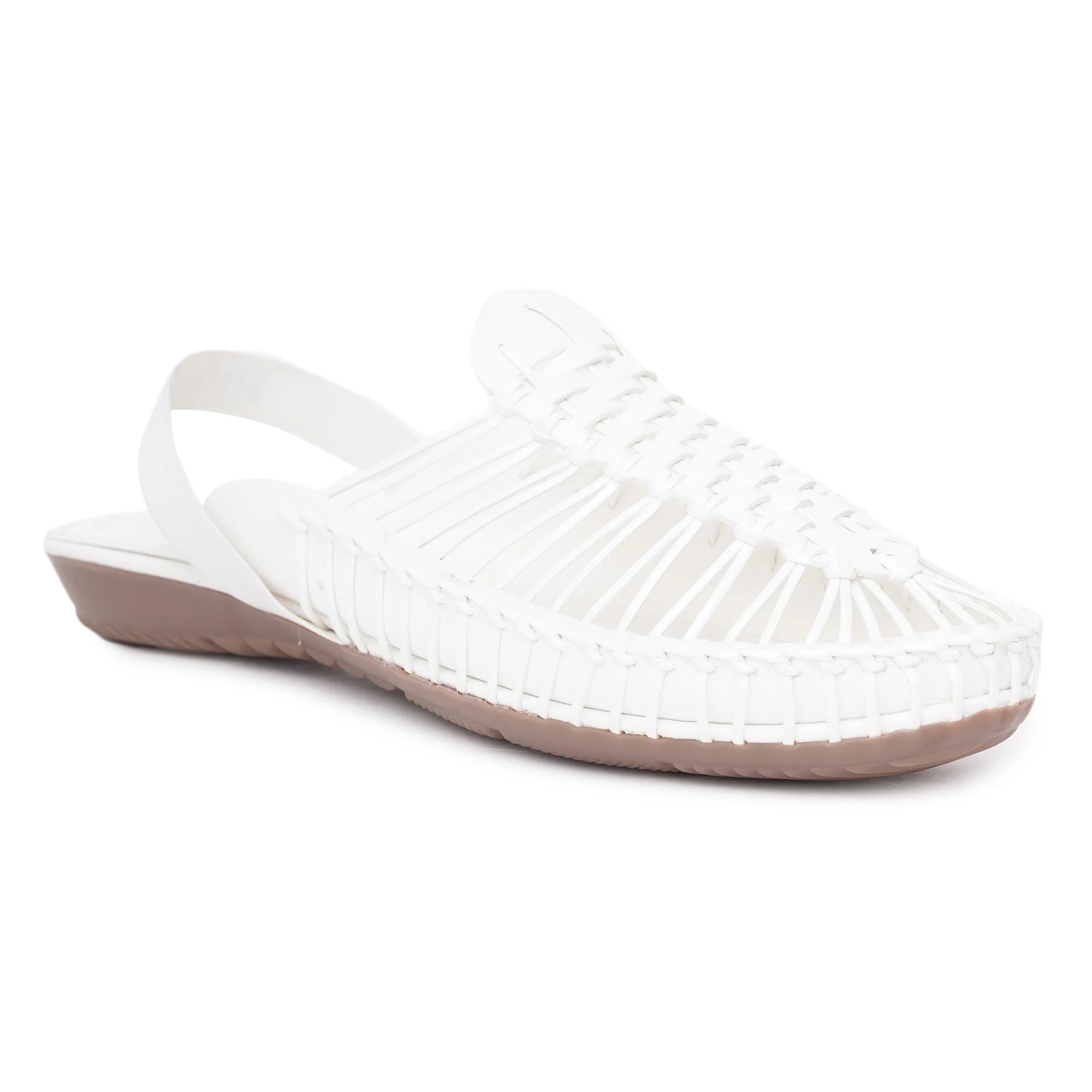 White Handcrafted Flat Sandal Clogs