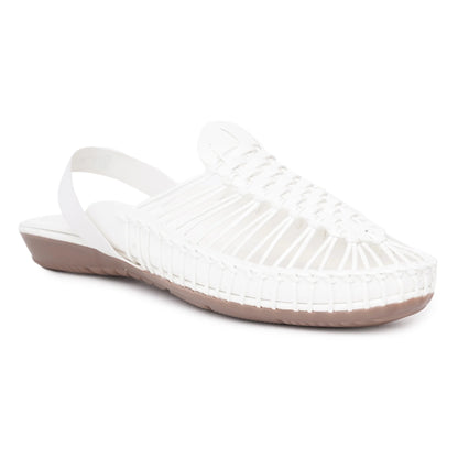 White Handcrafted Flat Sandal Clogs