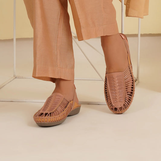 Peach Handcrafted Flat Sandal Clogs