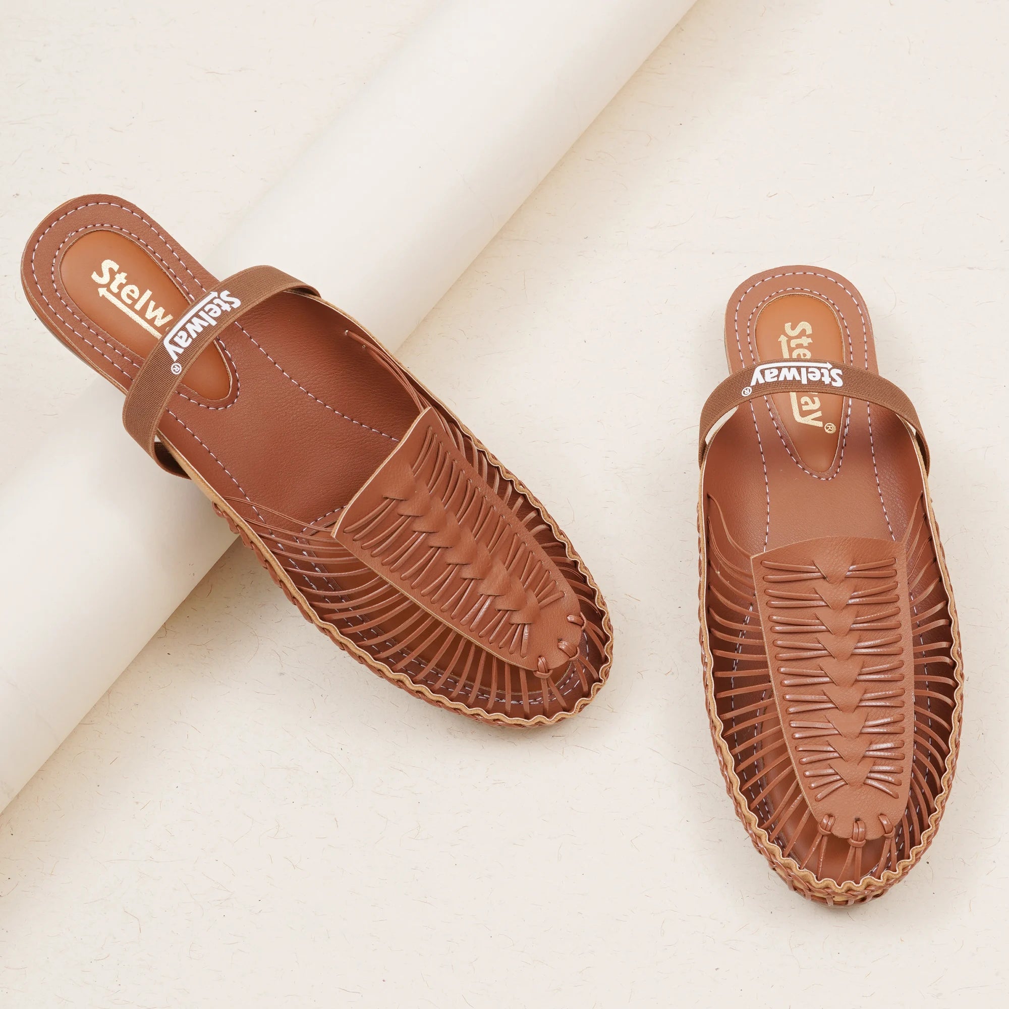 Tan Handcrafted Flat Sandal Clogs