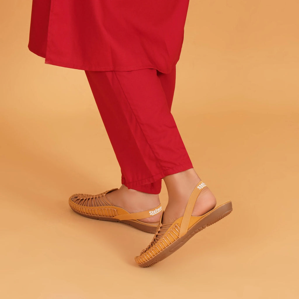 Beige Handcrafted Flat Sandal Clogs