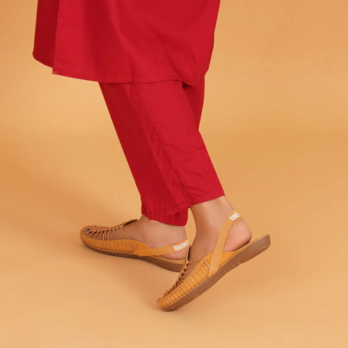 Beige Handcrafted Flat Sandal Clogs