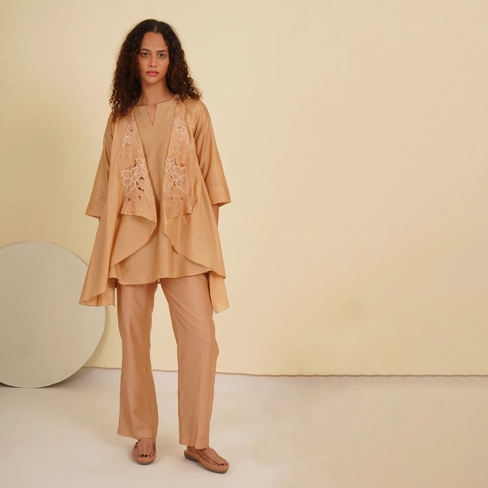 Peach Handcrafted Flat Sandal Clogs