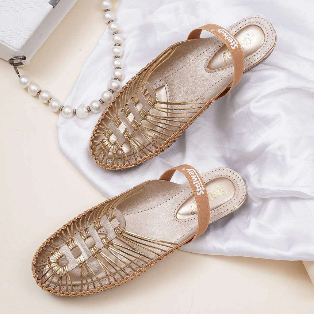 Metallic Gold Handcrafted Clogs