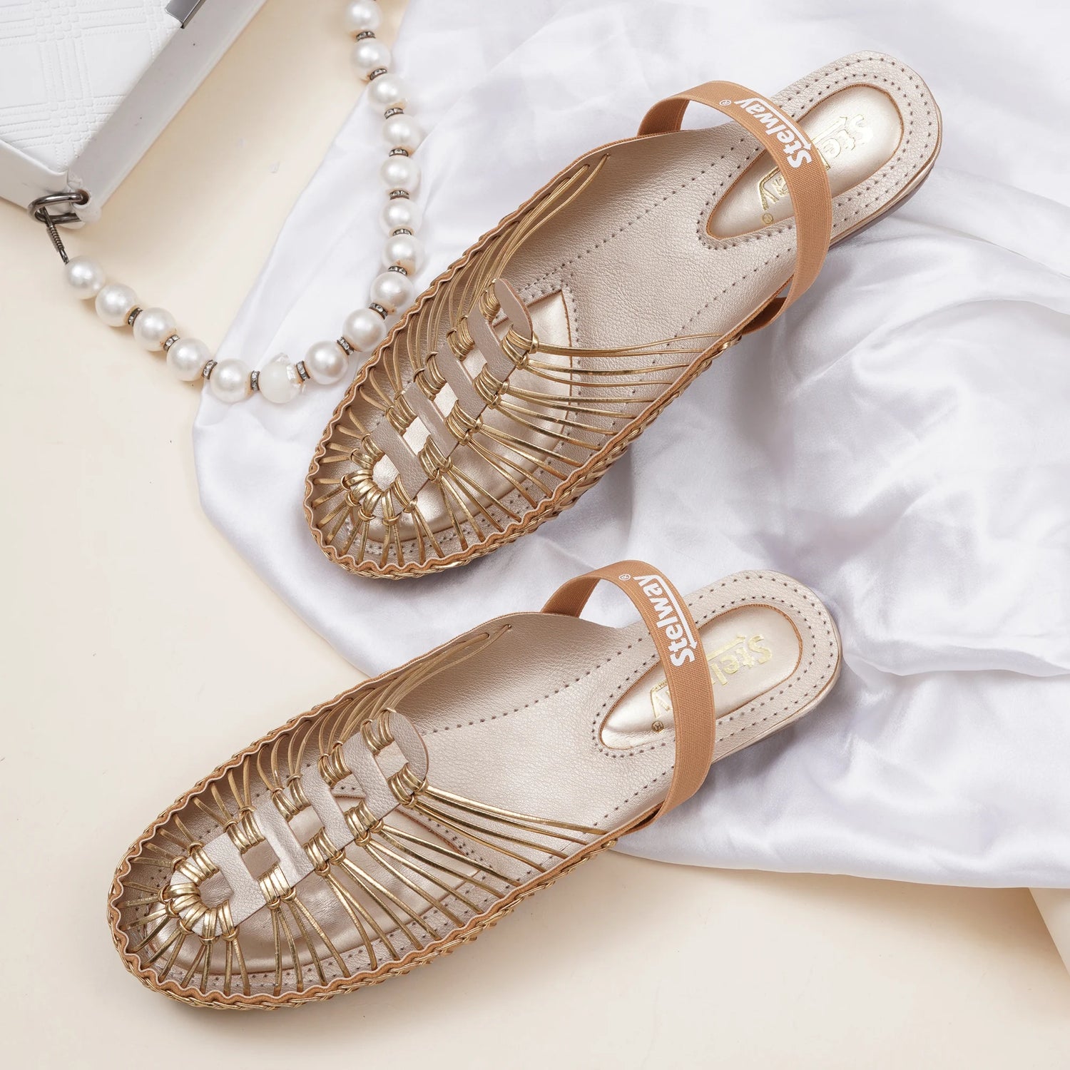 Metallic Gold Handcrafted Clogs