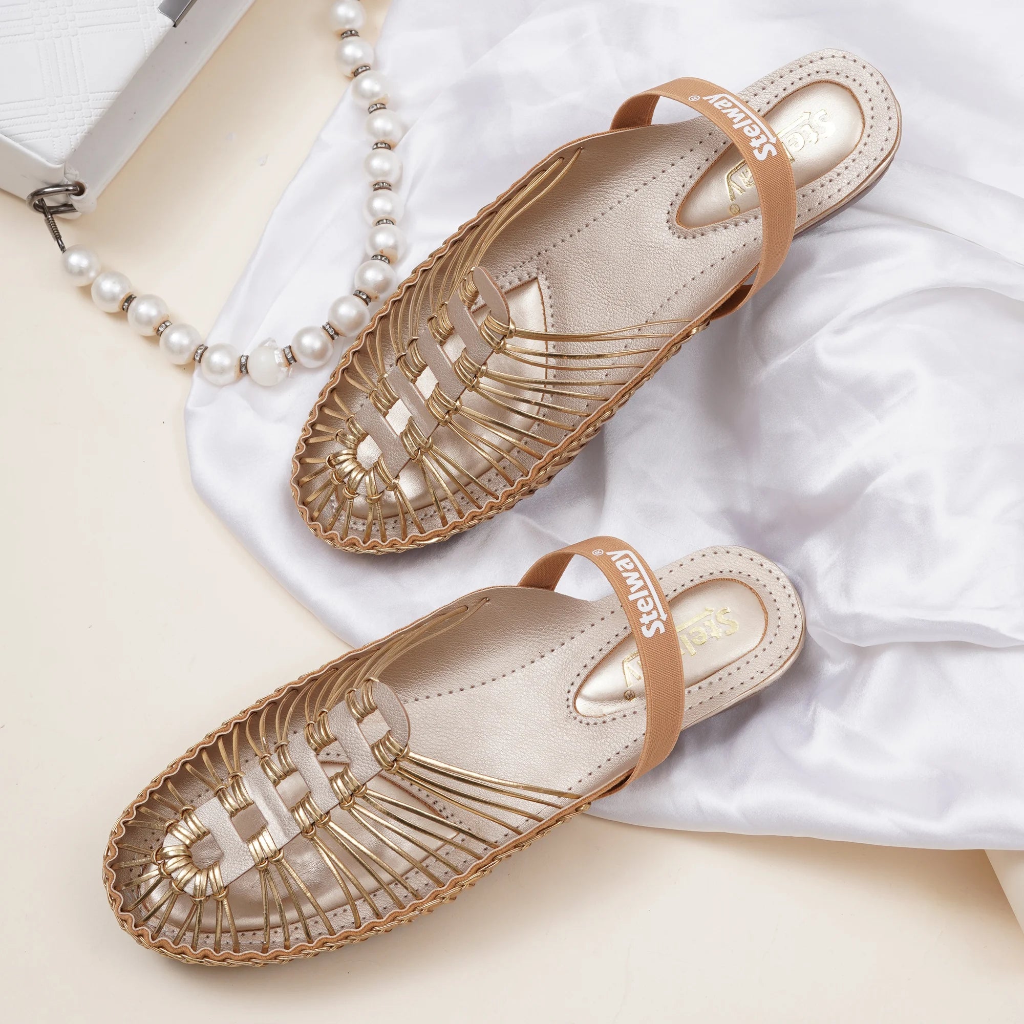 Metallic Gold Handcrafted Clogs