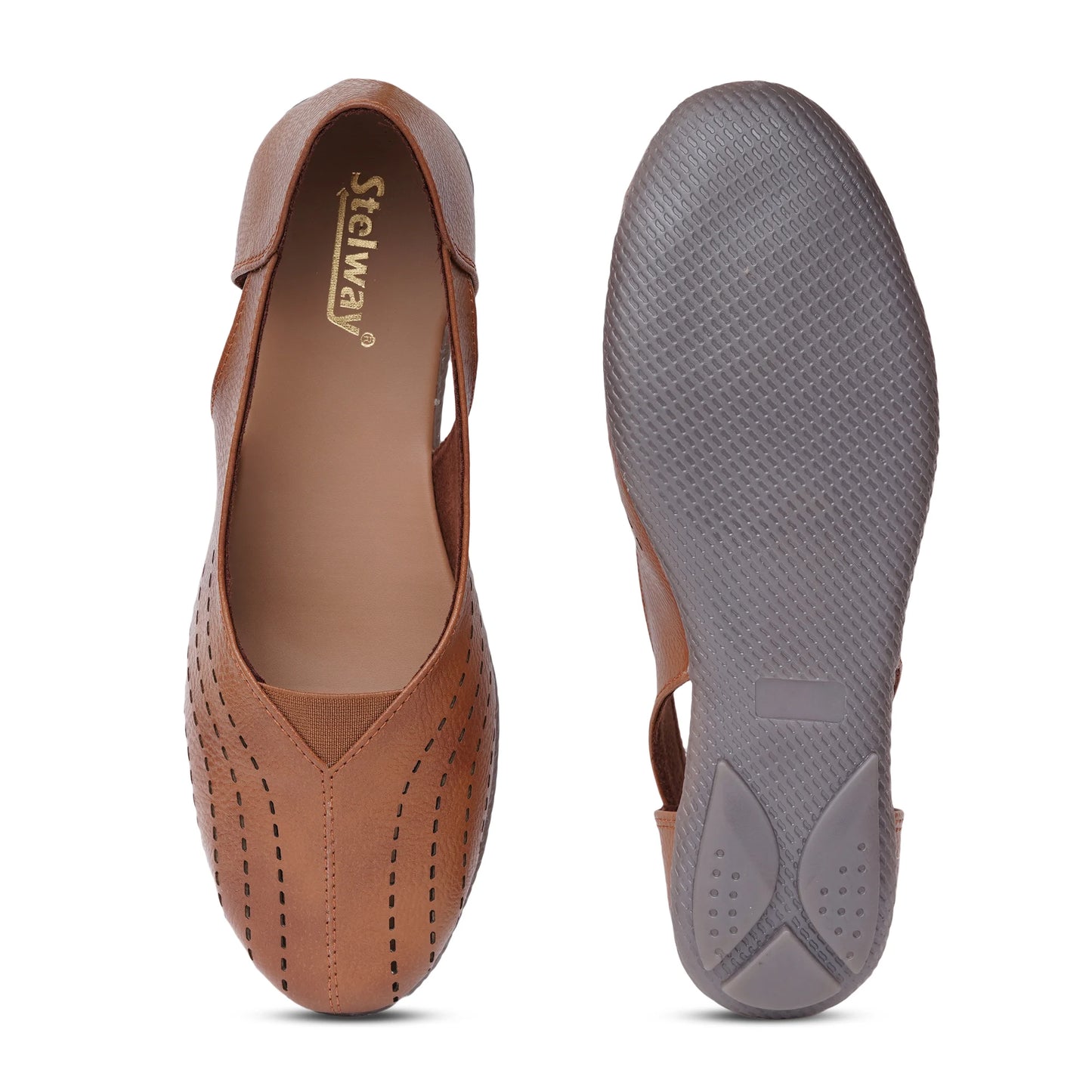 Stelway Tan Lasercut Ballet Flats