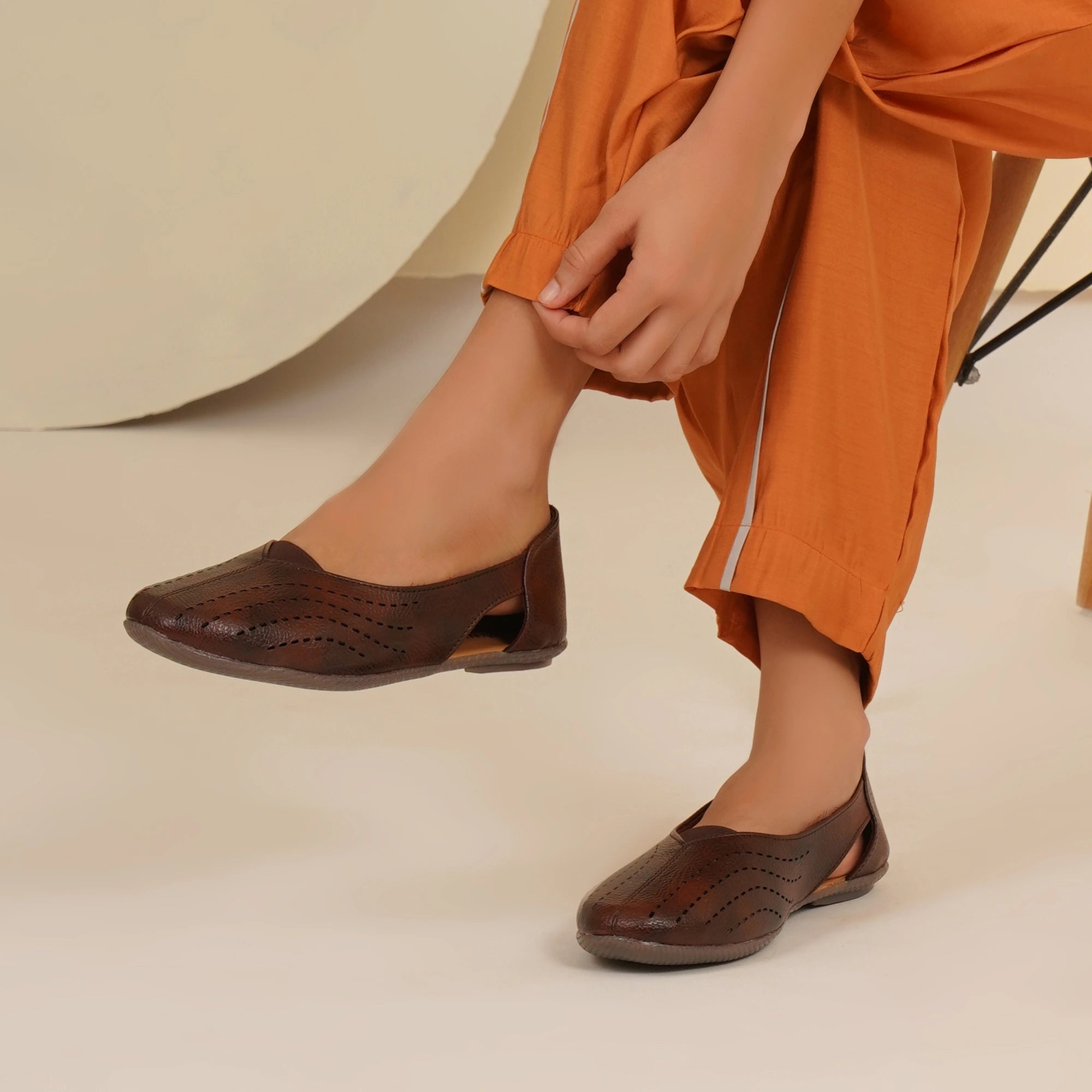 Stelway Brown Lasercut Ballet Flats