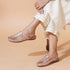 Buy Metalic rose gold handcrafted flat clogs sandal for women online india at www.Stelway.in