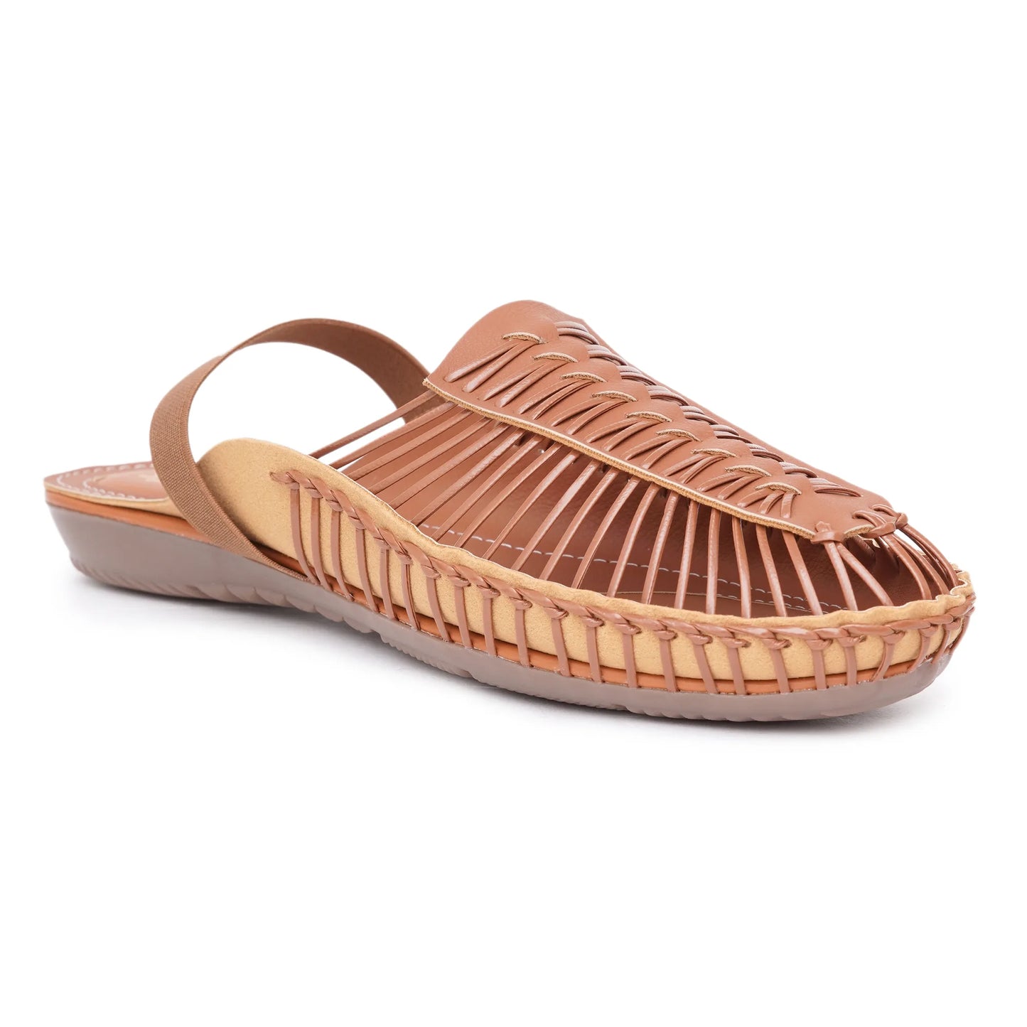 Tan Handcrafted Flat Sandal Clogs