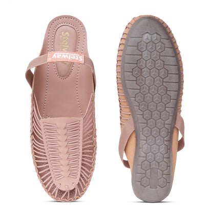 Peach Handcrafted Flat Sandal Clogs