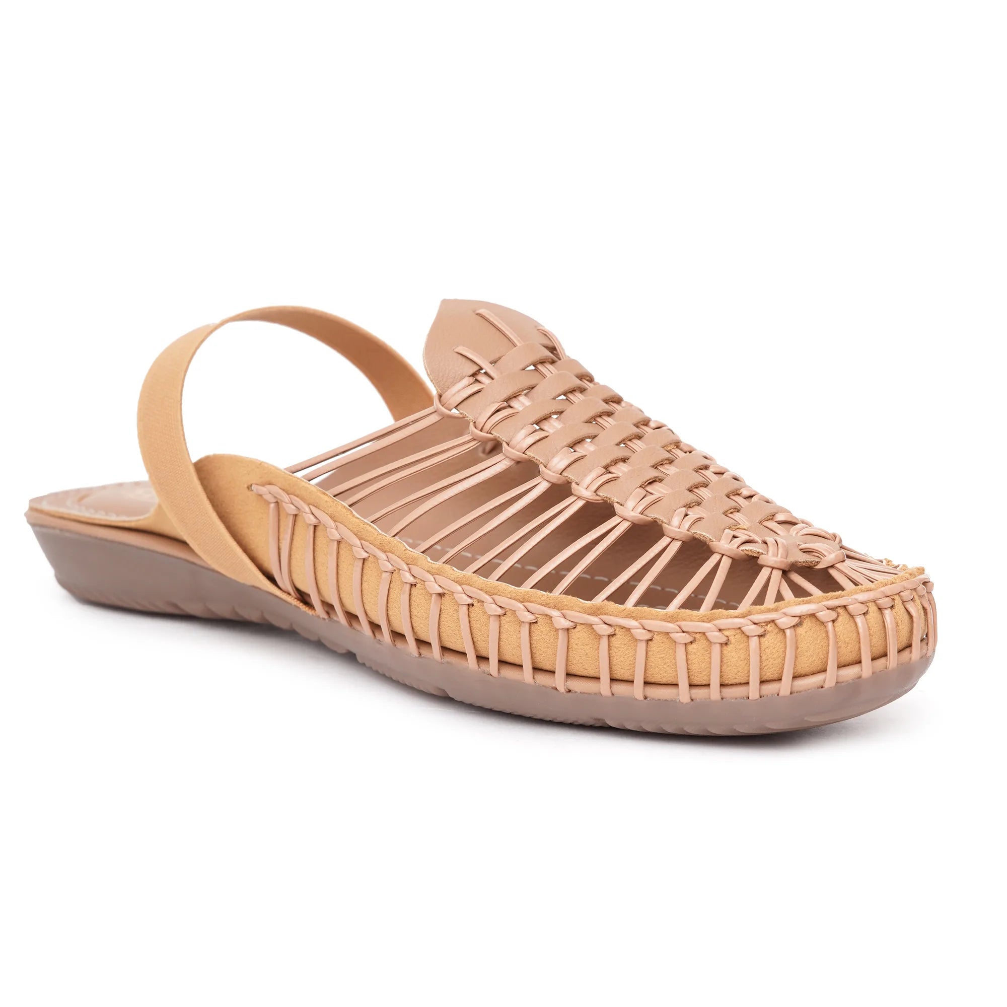 Beige Handcrafted Flat Sandal Clogs