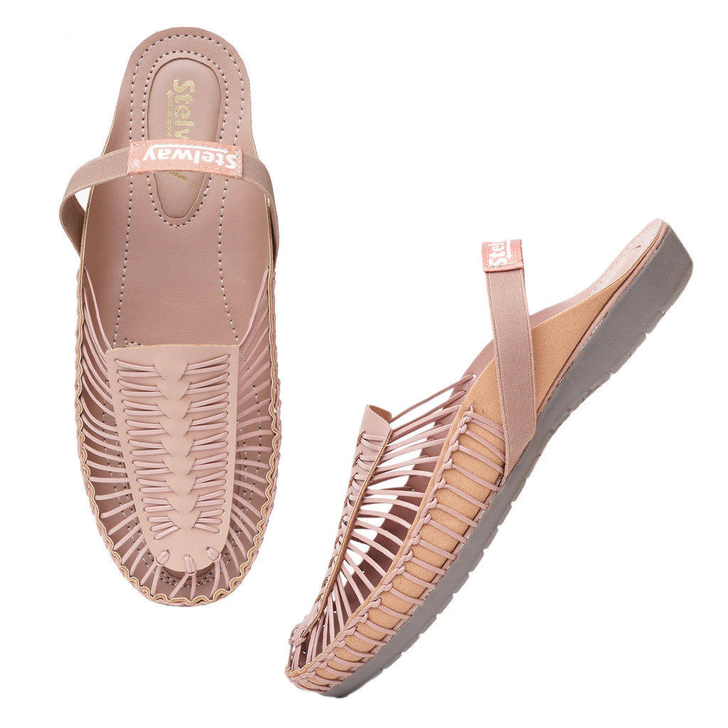 Peach Handcrafted Flat Sandal Clogs