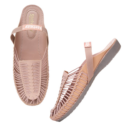 Peach Handcrafted Flat Sandal Clogs