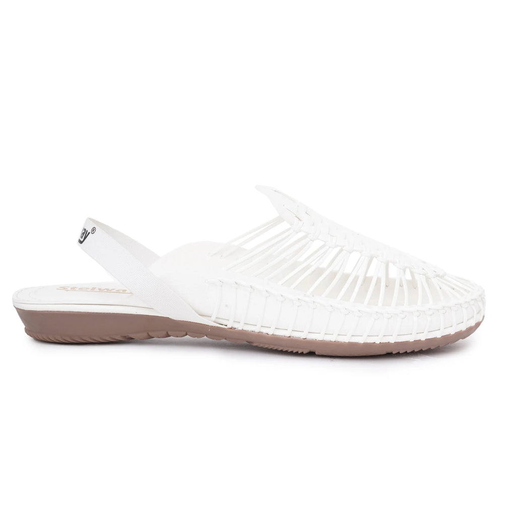 White Handcrafted Flat Sandal Clogs