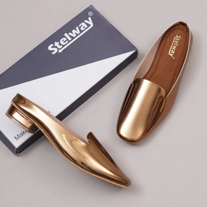 shiny copper mules footwear for women for parties, weddings at Rs. 1499/-