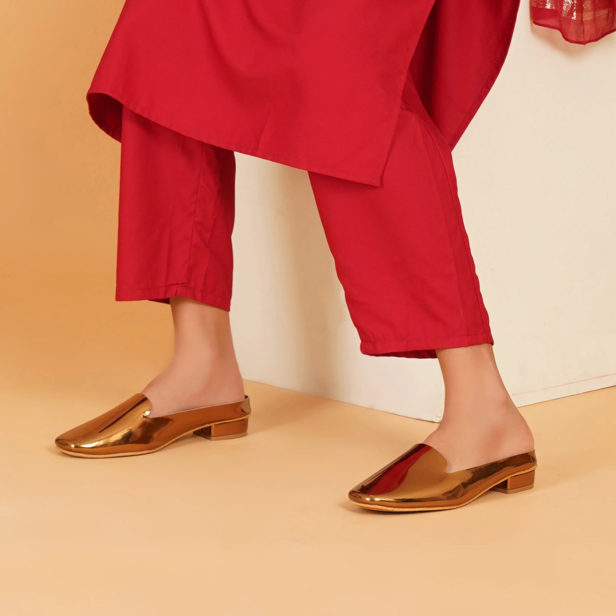 shiny copper mules footwear for women for parties, weddings at Rs. 1499/- buy online