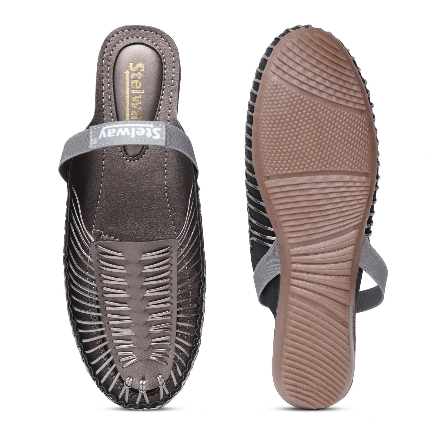 Metallic Gray Handcrafted Clogs