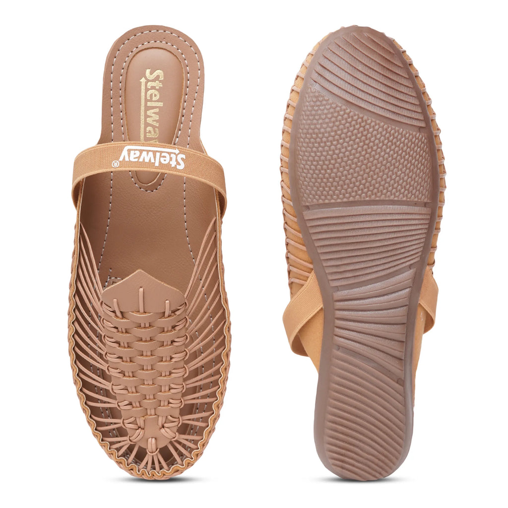 Beige Handcrafted Flat Sandal Clogs