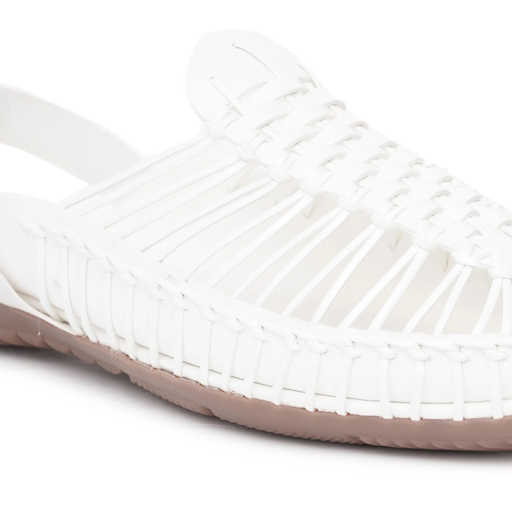 White Handcrafted Flat Sandal Clogs