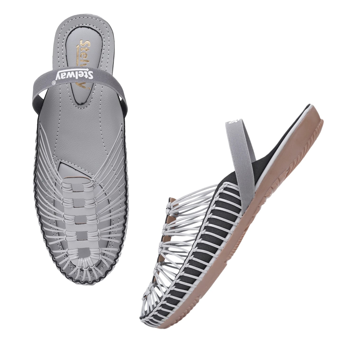 Gray Handcrafted Flat Sandal Clogs