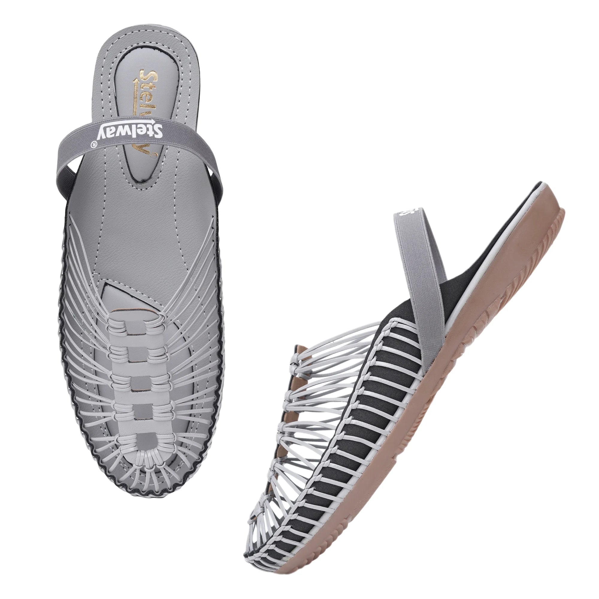 Gray Handcrafted Flat Sandal Clogs