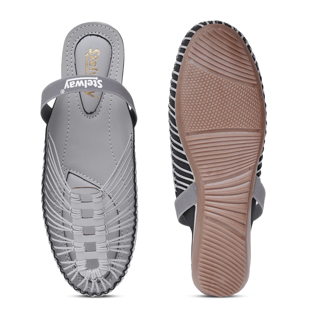 Gray Handcrafted Flat Sandal Clogs