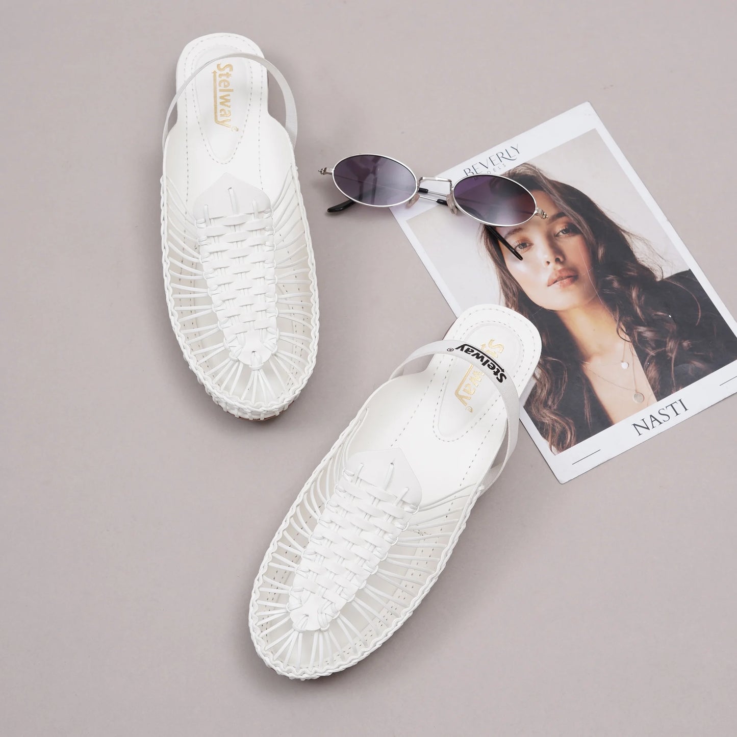 White Handcrafted Flat Sandal Clogs