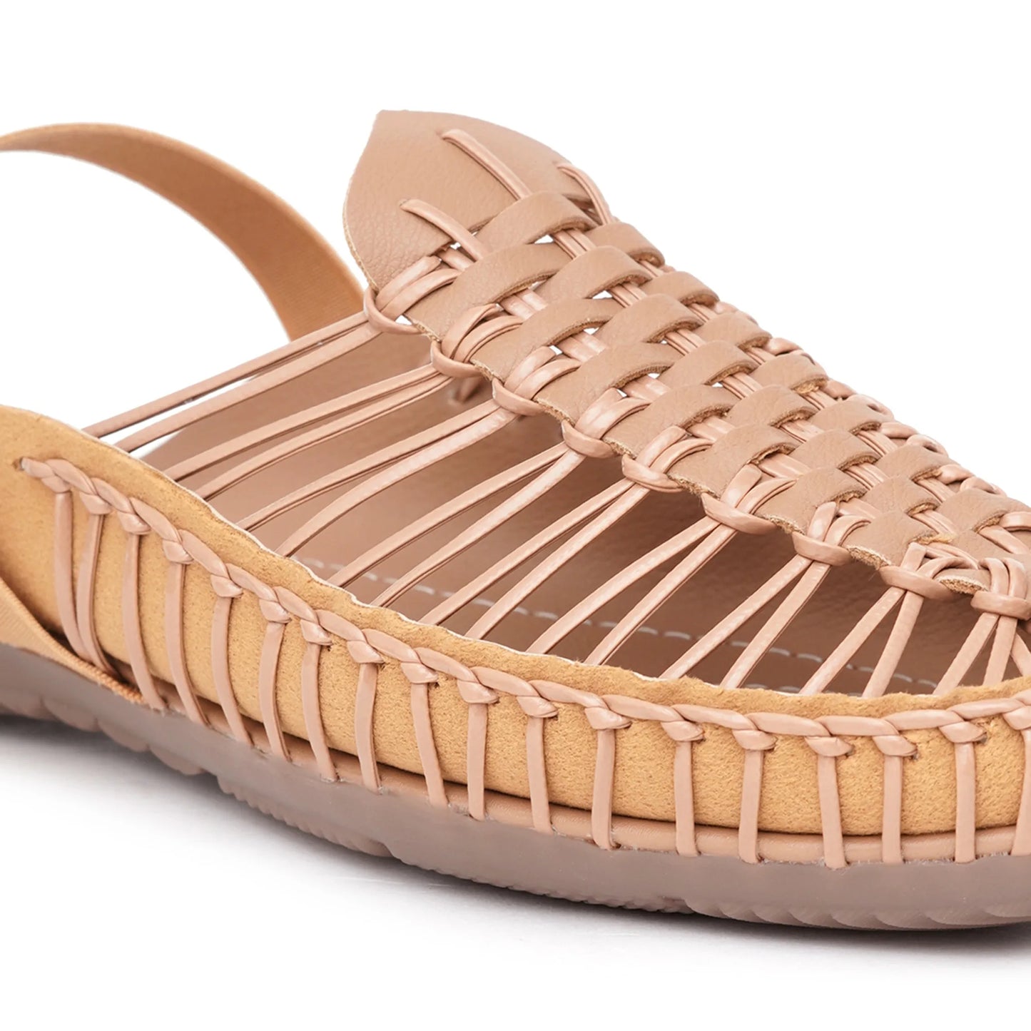 Beige Handcrafted Flat Sandal Clogs